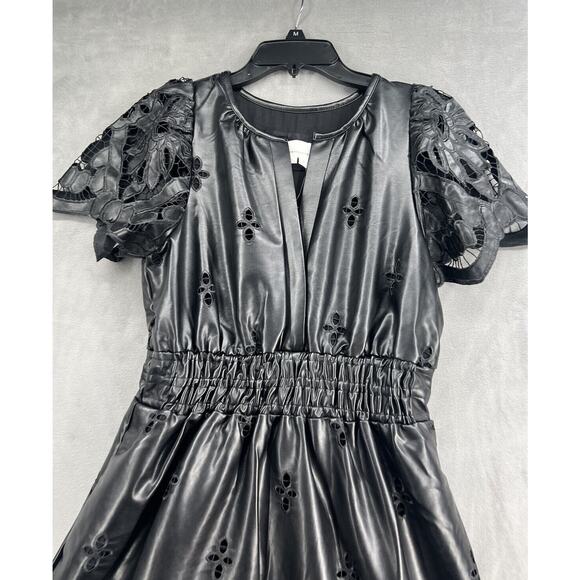 Anthropologie The Somerset Fuax Leather Edition Maxi Dress Size Small Black - Picture 6 of 16